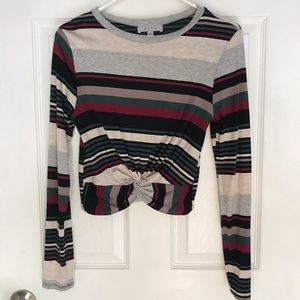 Striped Long Sleeve Cropped Top